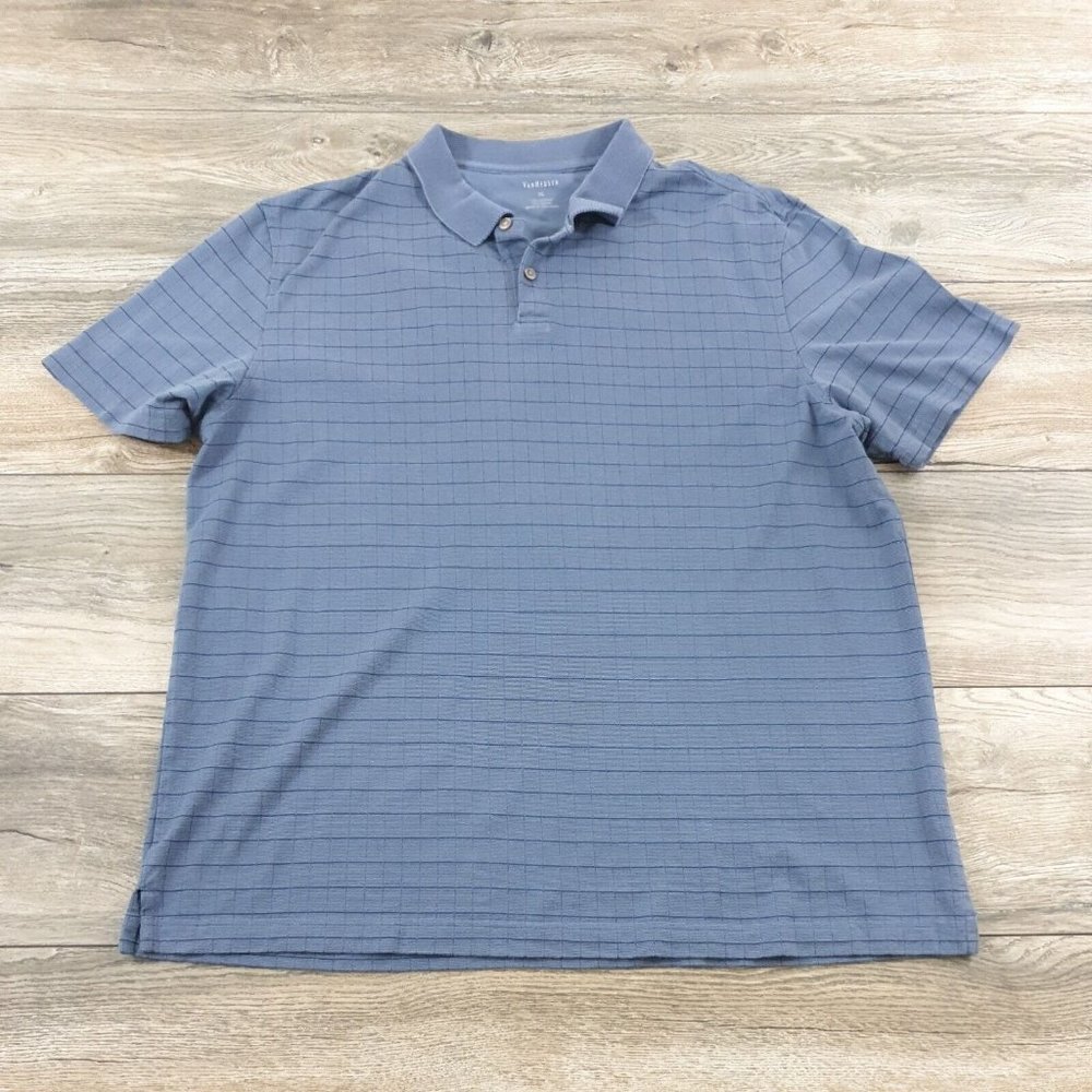 Van Heusen Mens XL Short Sleeve Shirt Polo Casual Office Golf Athletic Blue